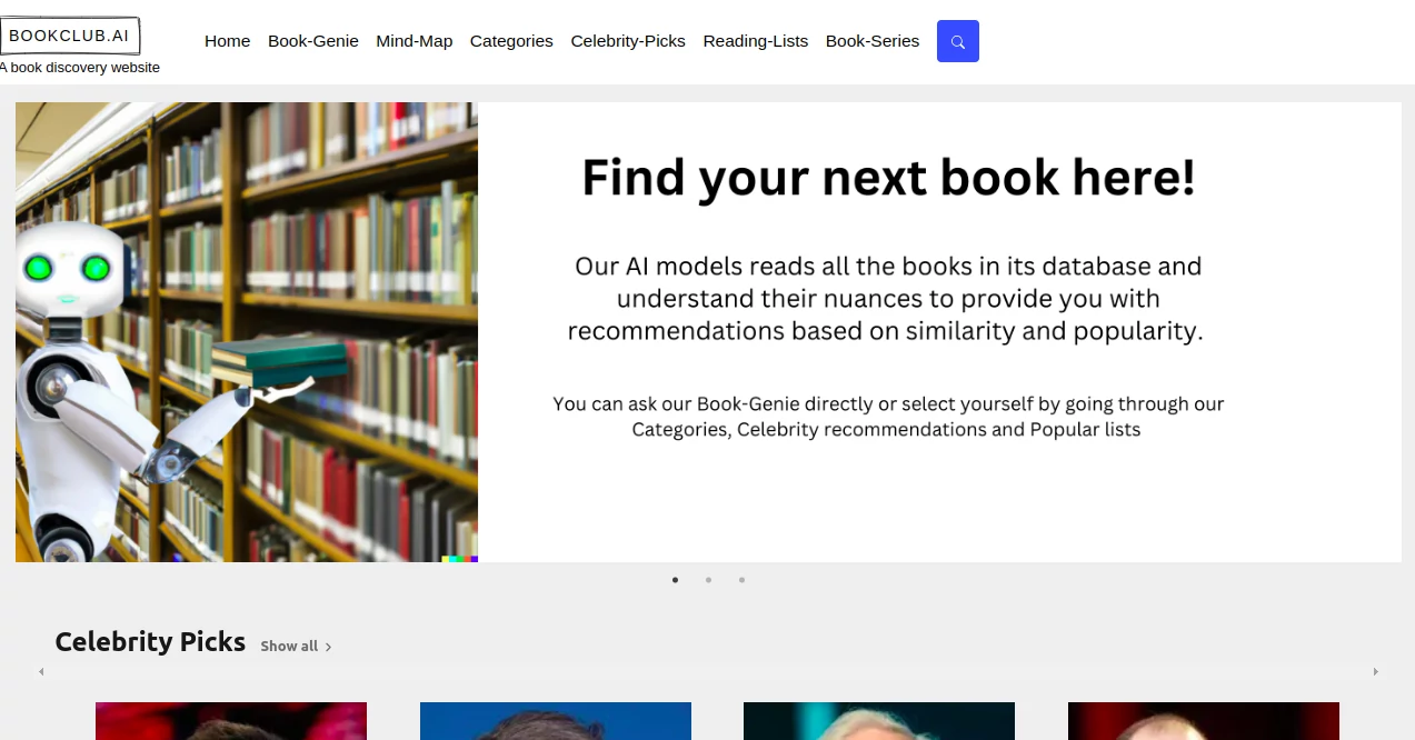 Screenshot of BOOKCLUB AI – An AI tool in the ,AI Book Writing ,AI Creative Writing ,AI Quizzes ,AI Education Assistant  category, showcasing its interface and key features.