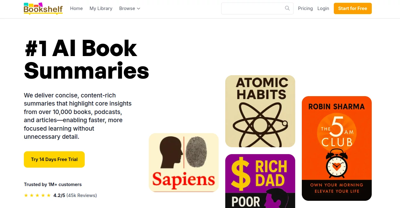 Screenshot of BookShelf AI – An AI tool in the ,AI Book Writing ,AI Summarizer ,AI Research Tool ,AI Content Detector  category, showcasing its interface and key features.