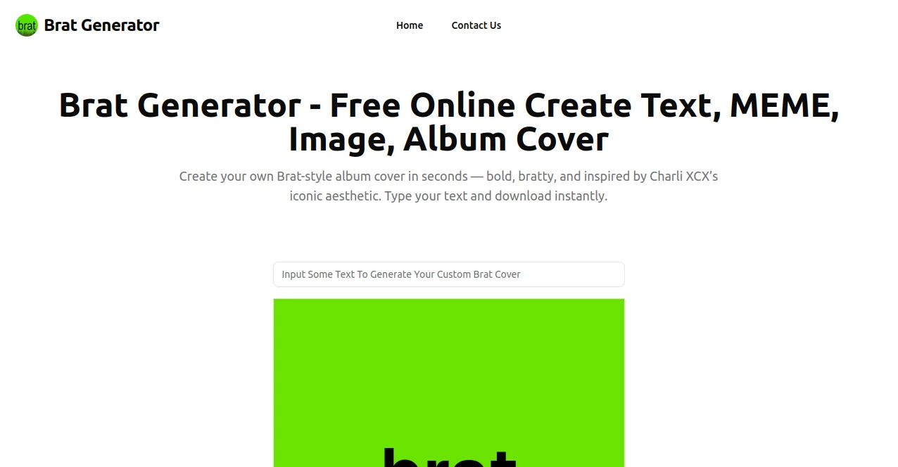 Screenshot of Brat Generator Blog – An AI tool in the ,Photo & Image Editor ,AI Design Generator  category, showcasing its interface and key features.