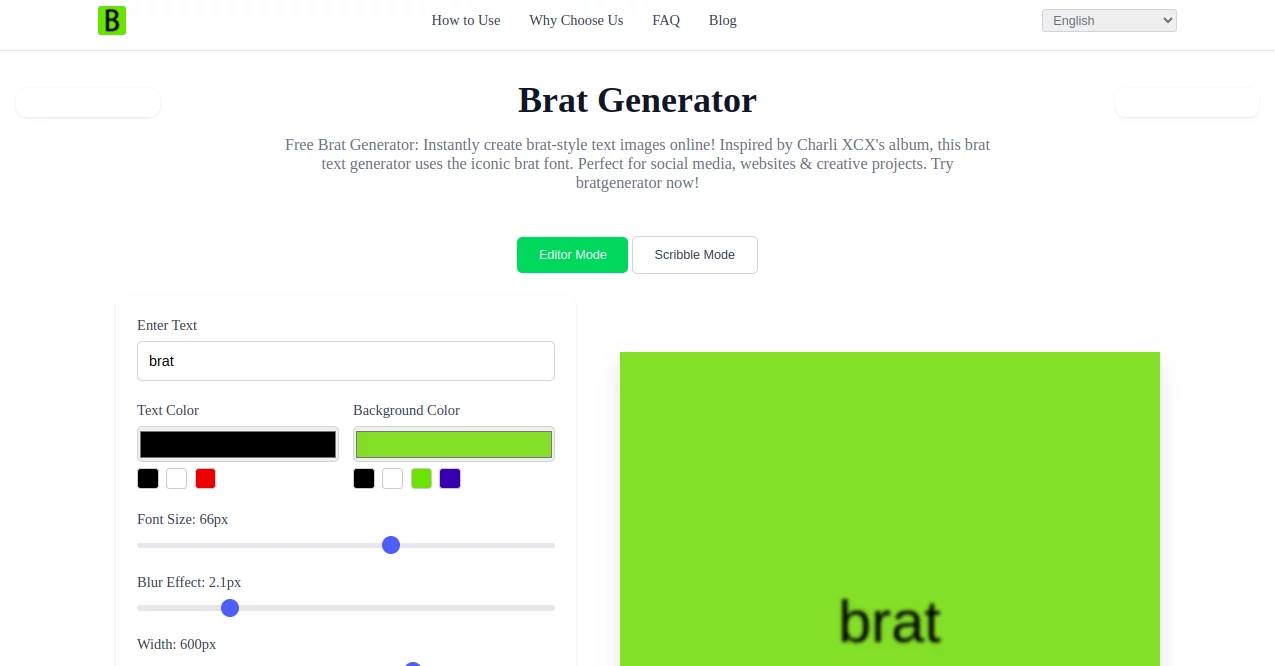 Screenshot of bratgenerator – An AI tool in the ,AI Photo & Image Generator  category, showcasing its interface and key features.