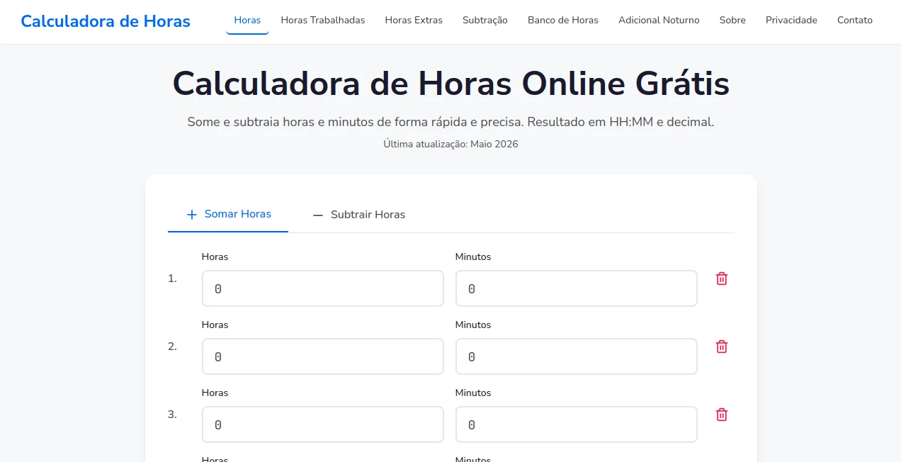 Screenshot of Calculadora De Horas – An AI tool in the ,AI Business Ideas Generator ,AI Spreadsheet ,AI Productivity Tools ,AI Workflow Management  category, showcasing its interface and key features.