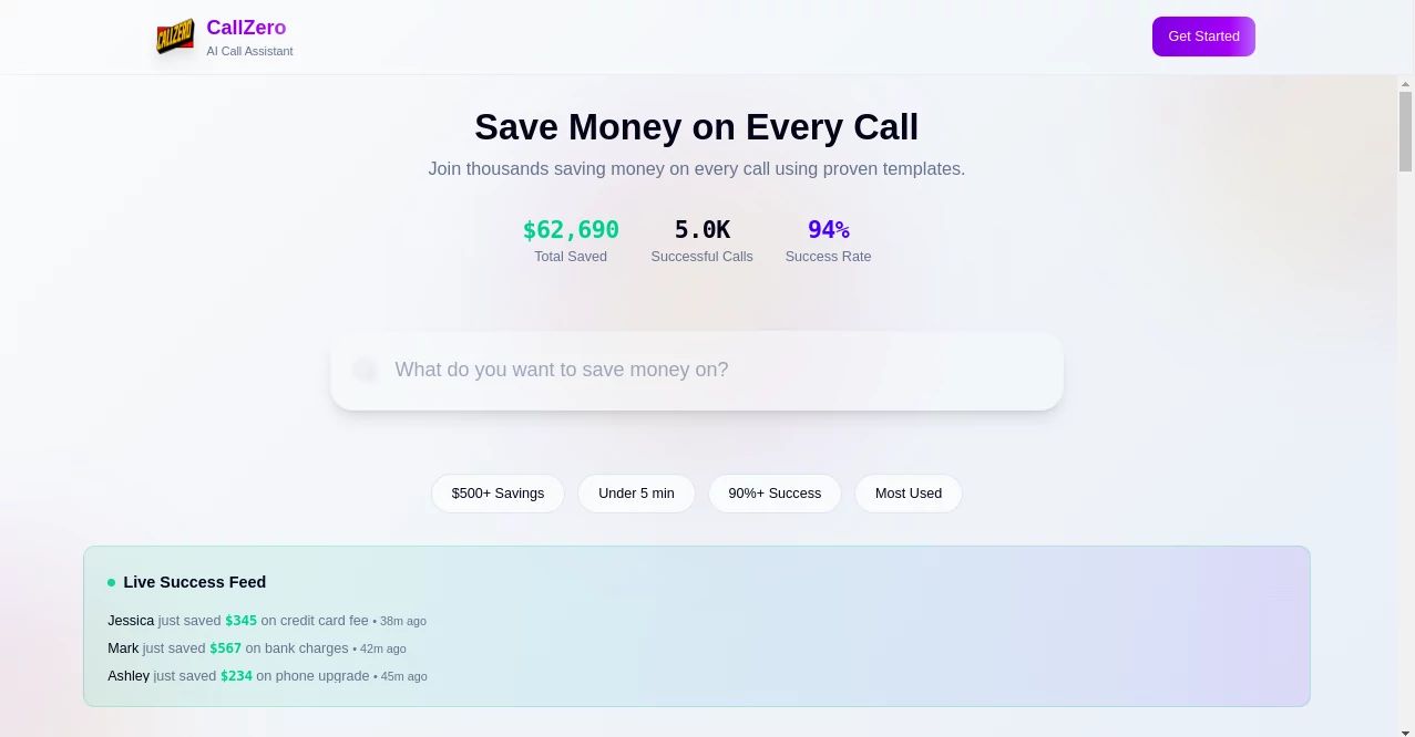 Screenshot of CallZero – An AI tool in the ,AI Productivity Tools ,AI Task Management ,AI Customer Service Assistant ,AI Voice Assistants  category, showcasing its interface and key features.