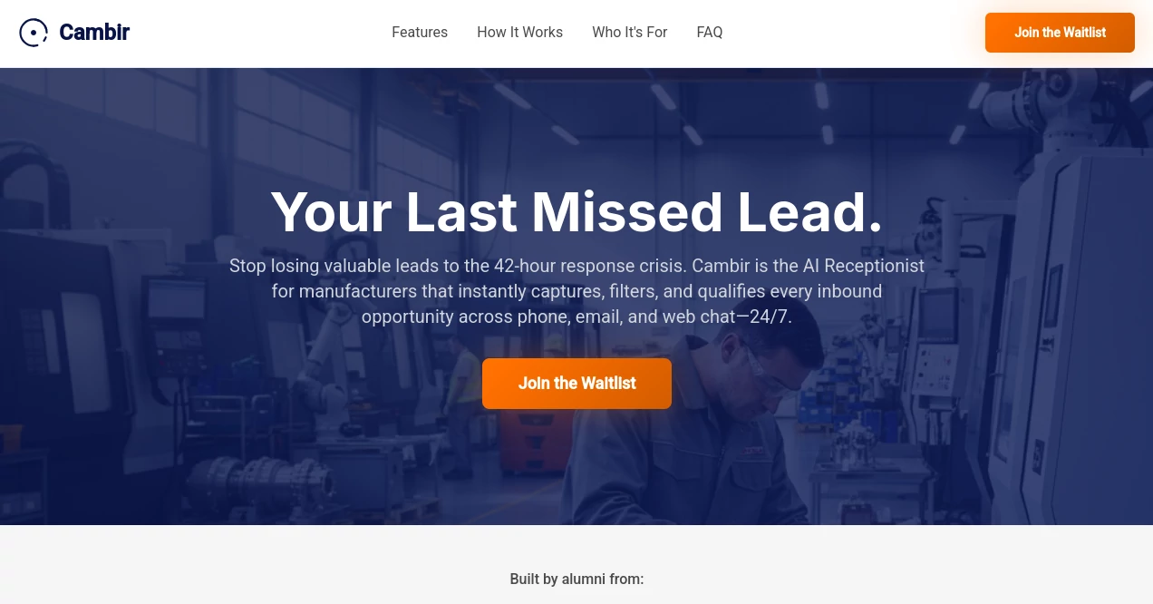 Screenshot of Cambir – An AI tool in the ,AI Customer Service Assistant ,AI CRM Assistant  category, showcasing its interface and key features.