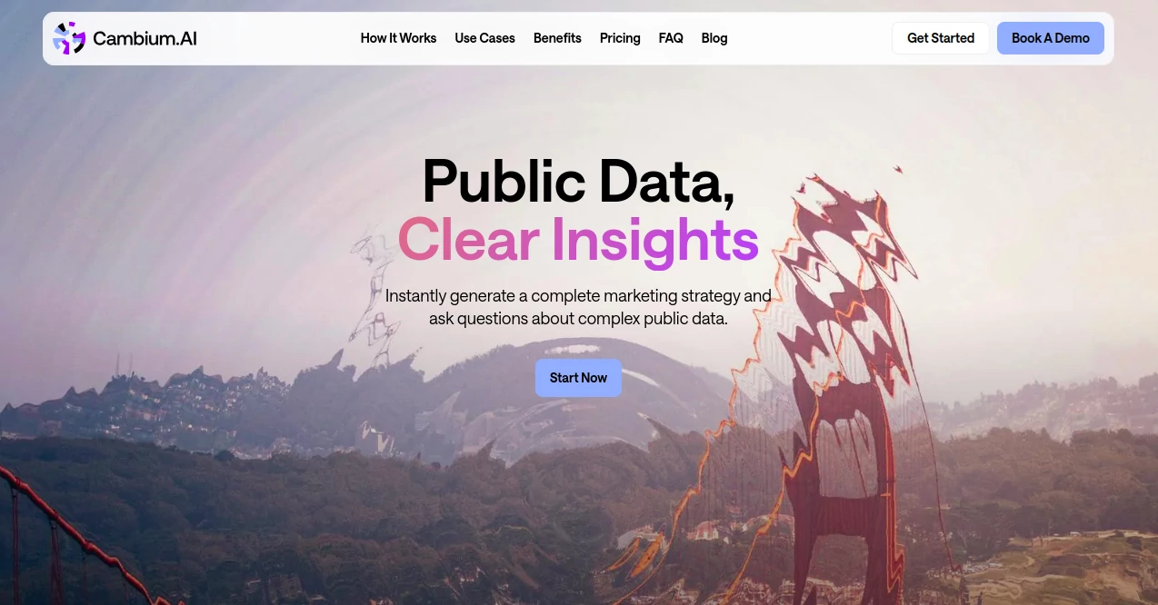 Screenshot of Cambium AI – An AI tool in the ,AI Research Tool ,AI Business Ideas Generator ,AI Analytics Assistant ,AI Marketing Plan Generator  category, showcasing its interface and key features.