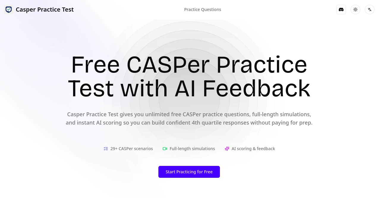 Screenshot of Casper Practice Test – An AI tool in the ,AI Quizzes ,AI Education Assistant ,AI Coaching  category, showcasing its interface and key features.