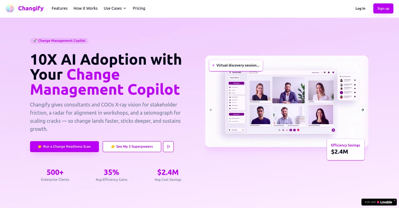 Screenshot of Changify – An AI tool in the ,AI Productivity Tools ,AI Workflow Management ,AI SOP ,AI Project Management  category, showcasing its interface and key features.