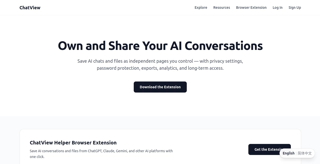 Screenshot of ChatView-AI Chat Share – An AI tool in the ,AI Chatbot ,AI Notes Assistant ,AI Documents Assistant ,Other  category, showcasing its interface and key features.