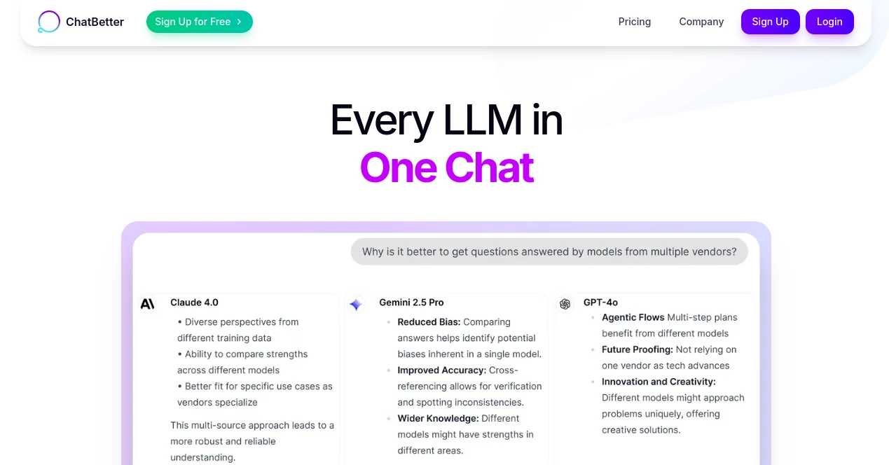 Screenshot of ChatBetter – An AI tool in the ,AI Customer Service Assistant ,AI Chatbot ,AI Team Collaboration  category, showcasing its interface and key features.