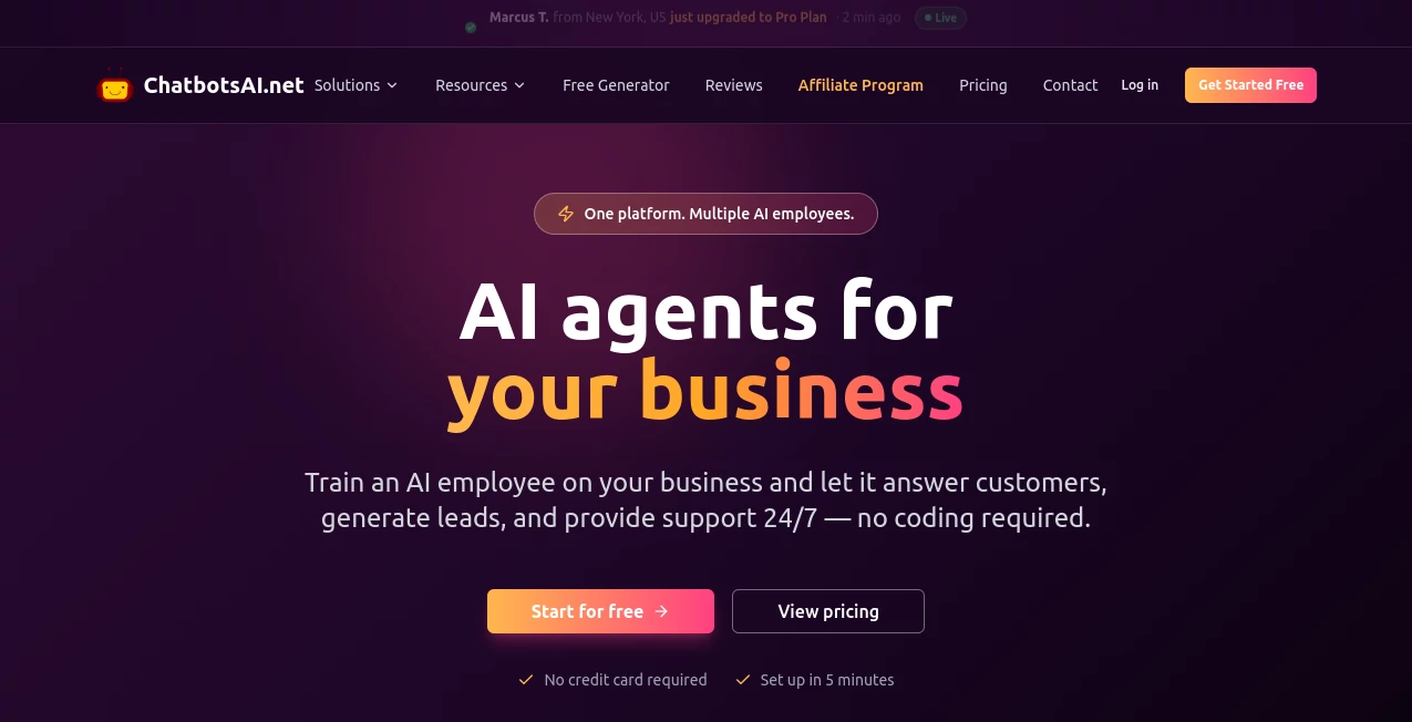 Screenshot of Chatbots AI – An AI tool in the ,AI Chatbot ,AI Sales Assistant ,AI Customer Service Assistant ,AI E-commerce Assistant  category, showcasing its interface and key features.