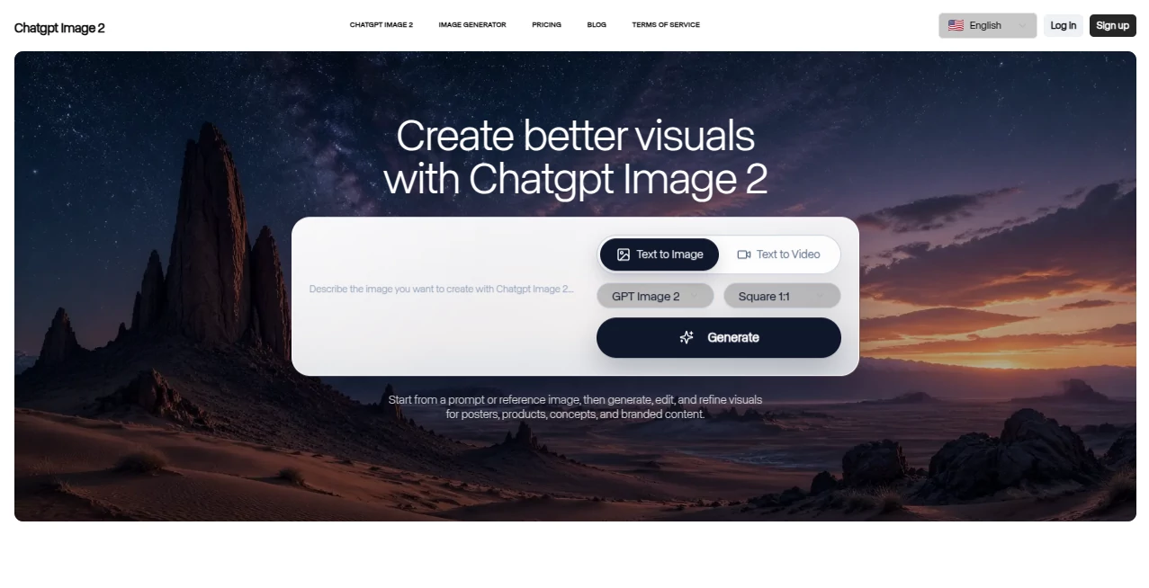 Screenshot of ChatGPT Image 2 – An AI tool in the ,AI Photo & Image Generator ,AI Design Generator ,AI Text to Image  category, showcasing its interface and key features.