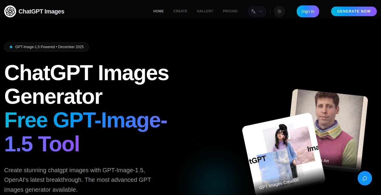 Screenshot of ChatGPT Images Generator – An AI tool in the ,AI Photo & Image Generator ,Photo & Image Editor ,AI Art Generator ,AI Text to Image  category, showcasing its interface and key features.