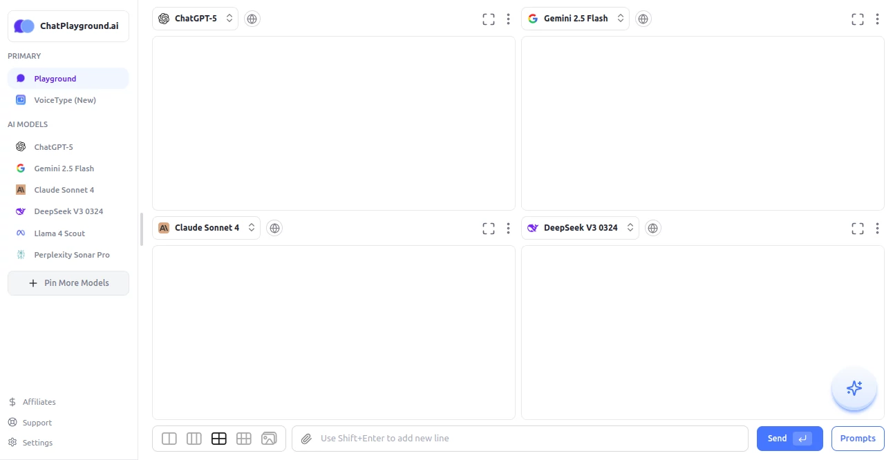 Screenshot of ChatPlayground – An AI tool in the ,AI Content Generator ,AI Research Tool ,AI Chatbot ,AI Productivity Tools ,AI Document Extraction  category, showcasing its interface and key features.