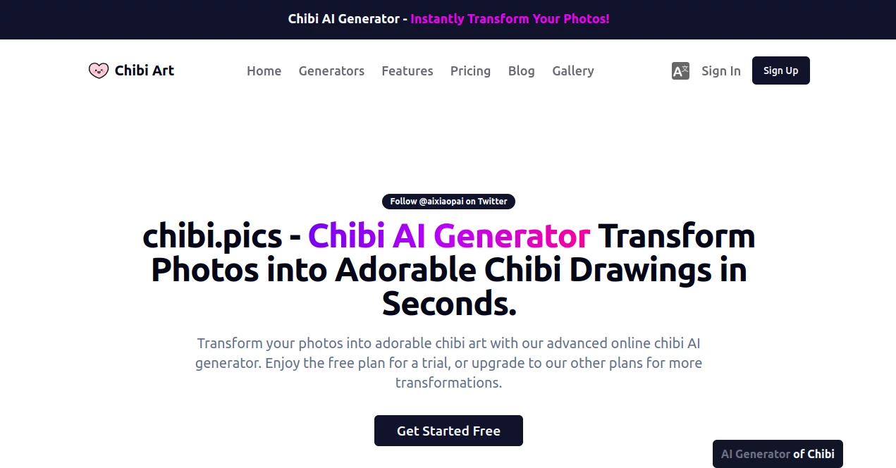 Screenshot of Chibi Art – An AI tool in the ,AI Photo & Image Generator ,AI Art Generator ,AI Anime Art  category, showcasing its interface and key features.