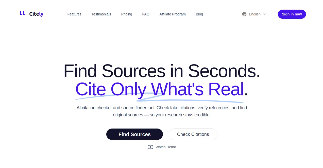 Screenshot of Citely – An AI tool in the ,AI Papers ,AI Research Tool ,AI Plagiarism Checker ,AI Grammar Checker  category, showcasing its interface and key features.