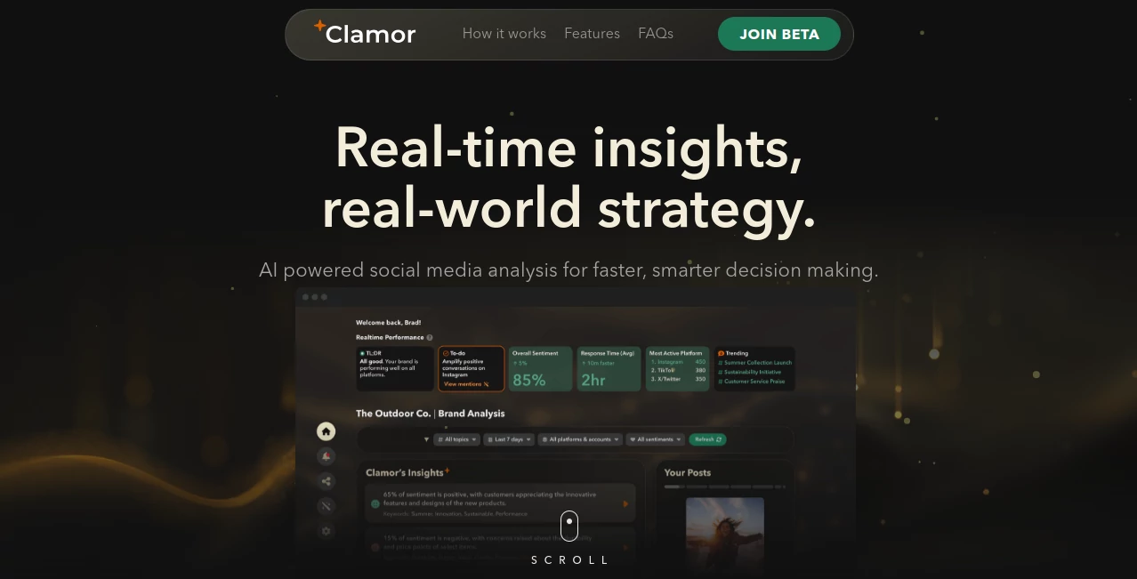 Screenshot of Clamor – An AI tool in the ,AI Research Tool ,AI Analytics Assistant ,AI Social Media Assistant ,AI Marketing Plan Generator ,AI Team Collaboration  category, showcasing its interface and key features.