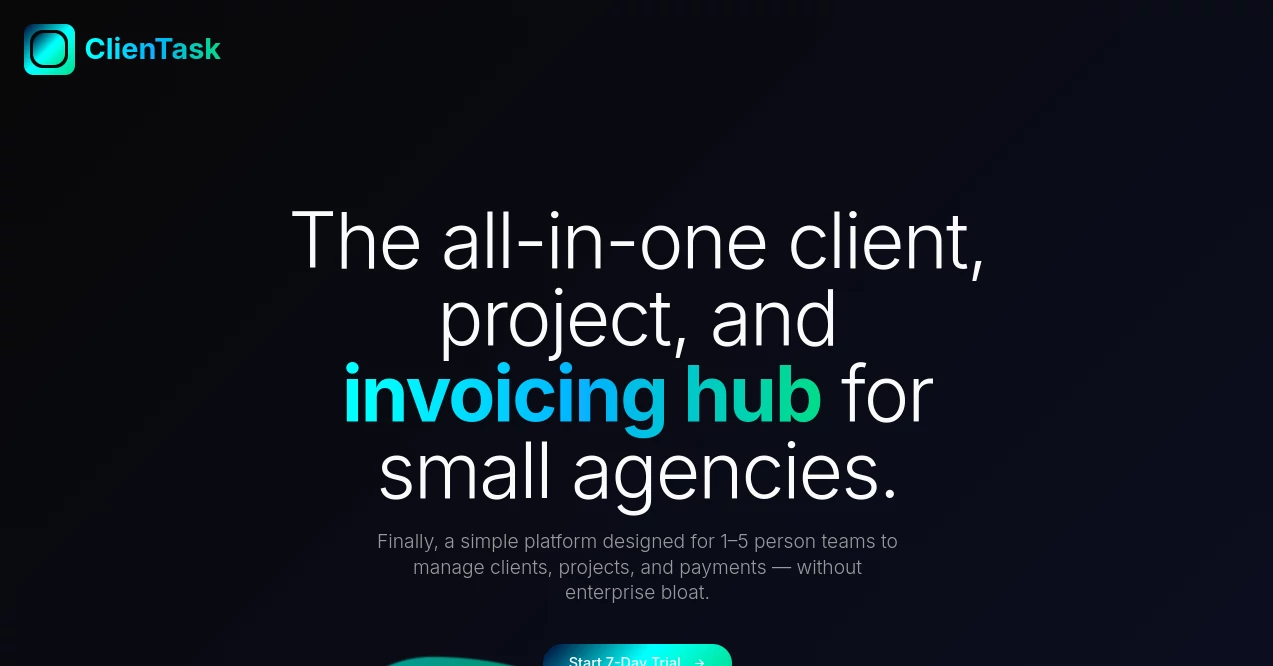 Screenshot of ClienTask – An AI tool in the ,AI Analytics Assistant ,AI Customer Service Assistant ,AI Forms & Surveys  category, showcasing its interface and key features.