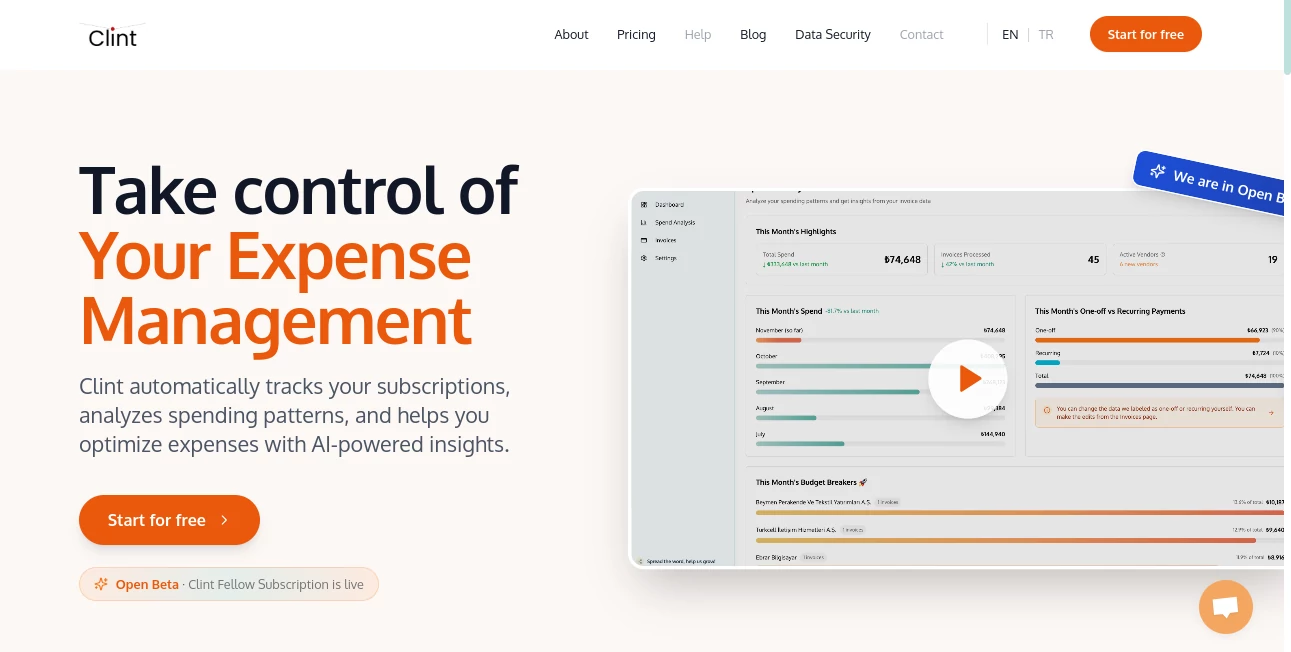 Screenshot of Clint – An AI tool in the ,AI Analytics Assistant ,AI Productivity Tools ,AI Task Management ,AI Workflow Management  category, showcasing its interface and key features.