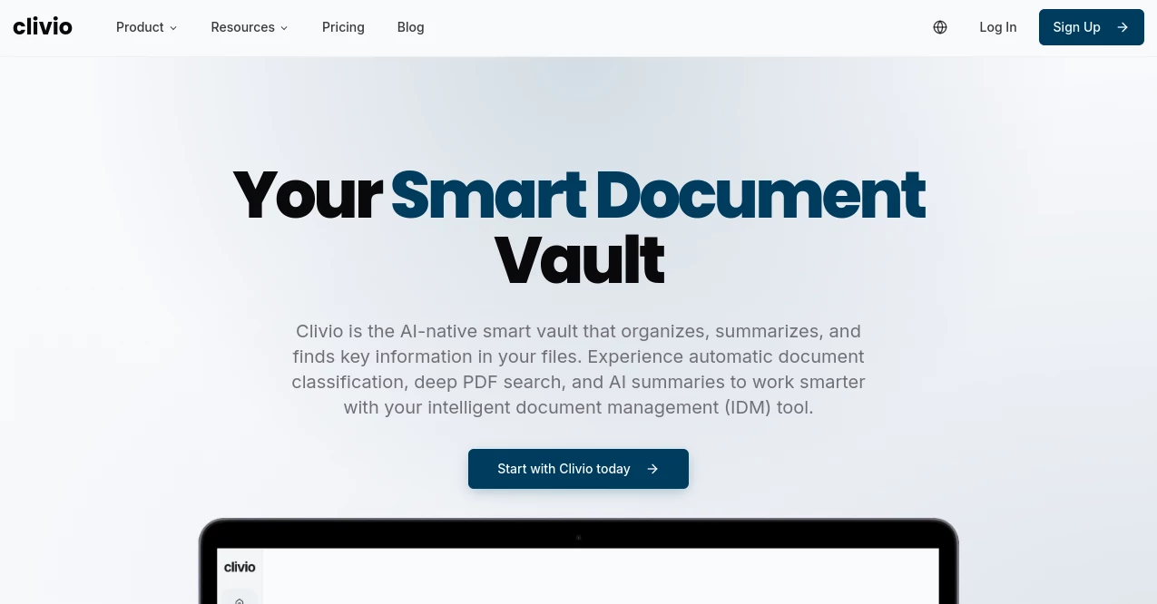 Screenshot of clivio – An AI tool in the ,AI Knowledge Base ,AI Productivity Tools ,AI Documents Assistant ,AI Files Assistant  category, showcasing its interface and key features.