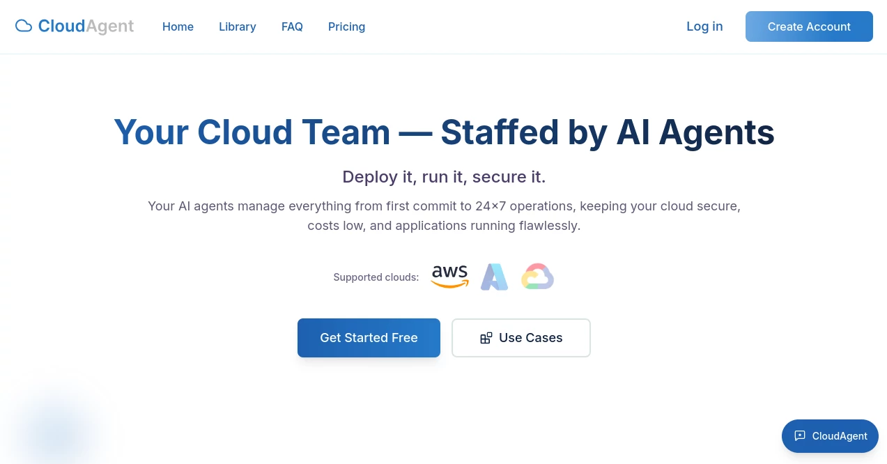 Screenshot of CloudAgent – An AI tool in the ,AI DevOps Assistant ,AI Monitor & Report Builder ,AI Workflow Management  category, showcasing its interface and key features.