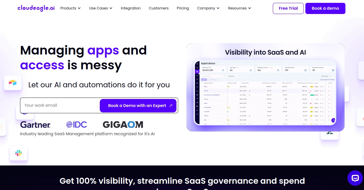 Screenshot of cloudeagle.ai – An AI tool in the ,AI Analytics Assistant ,AI Productivity Tools ,AI Workflow Management ,AI Project Management  category, showcasing its interface and key features.
