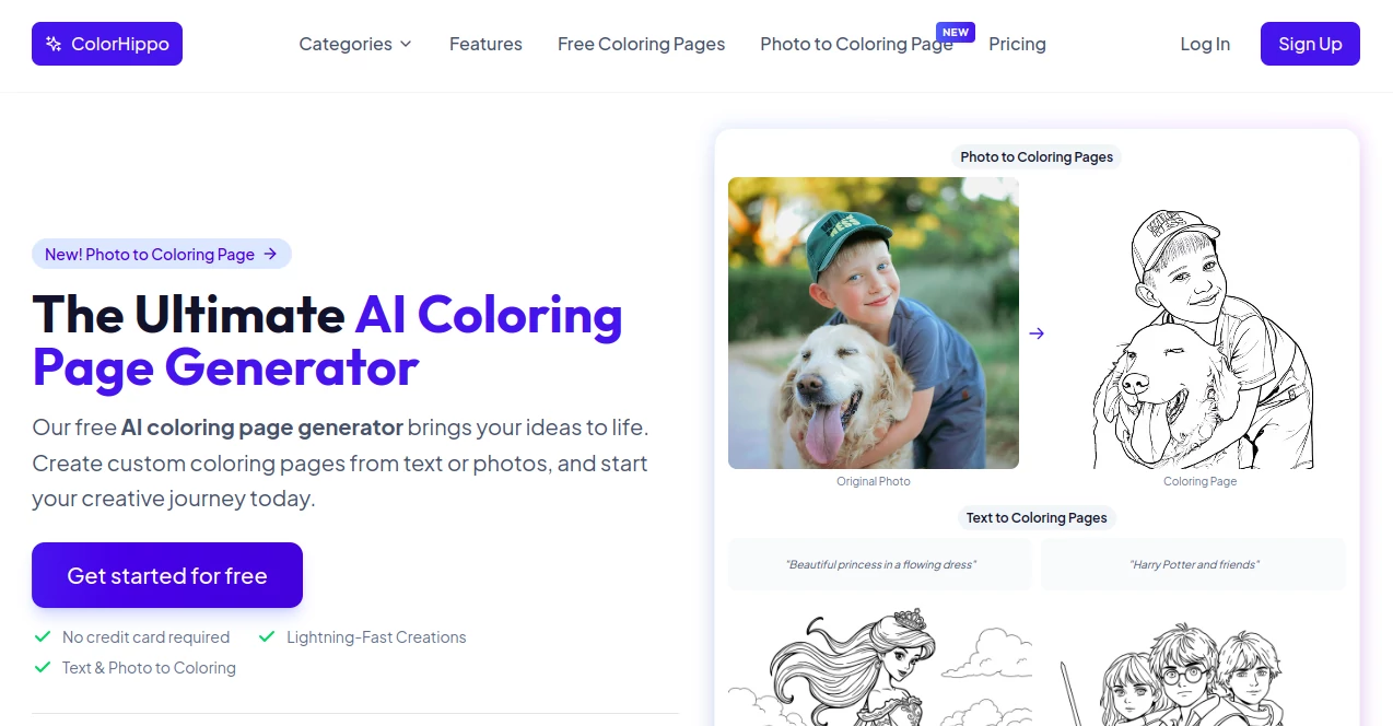 Screenshot of ColorHippo – An AI tool in the ,AI Photo & Image Generator ,AI Illustration Generator ,Photo & Image Editor ,AI Design Generator  category, showcasing its interface and key features.