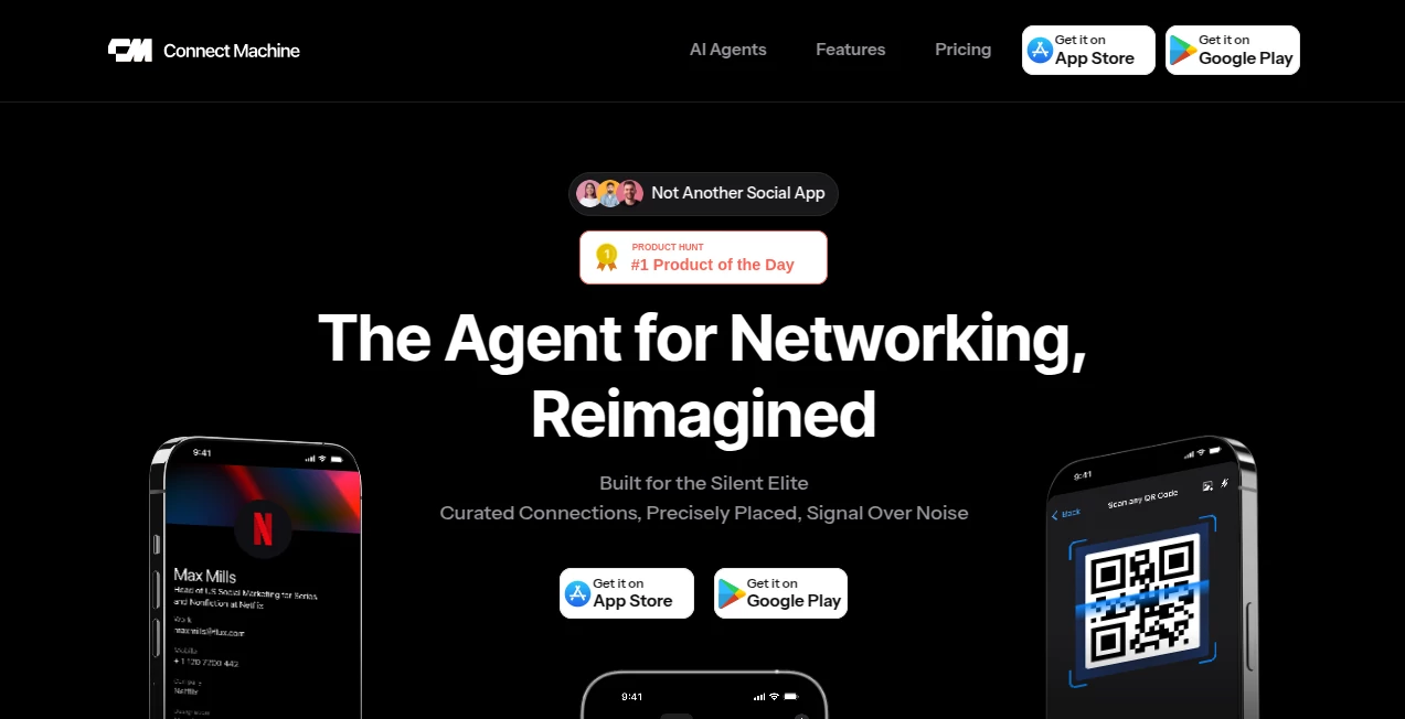 Screenshot of Connect Machine – An AI tool in the ,AI Business Ideas Generator ,AI CRM Assistant ,AI Lead Generation ,AI Productivity Tools  category, showcasing its interface and key features.