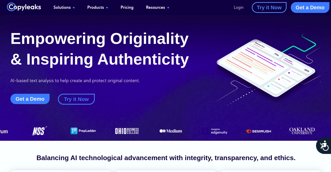 Screenshot of Copyleaks – An AI tool in the ,AI Detector ,AI Plagiarism Checker ,AI Content Detector ,AI Tools Directory  category, showcasing its interface and key features.