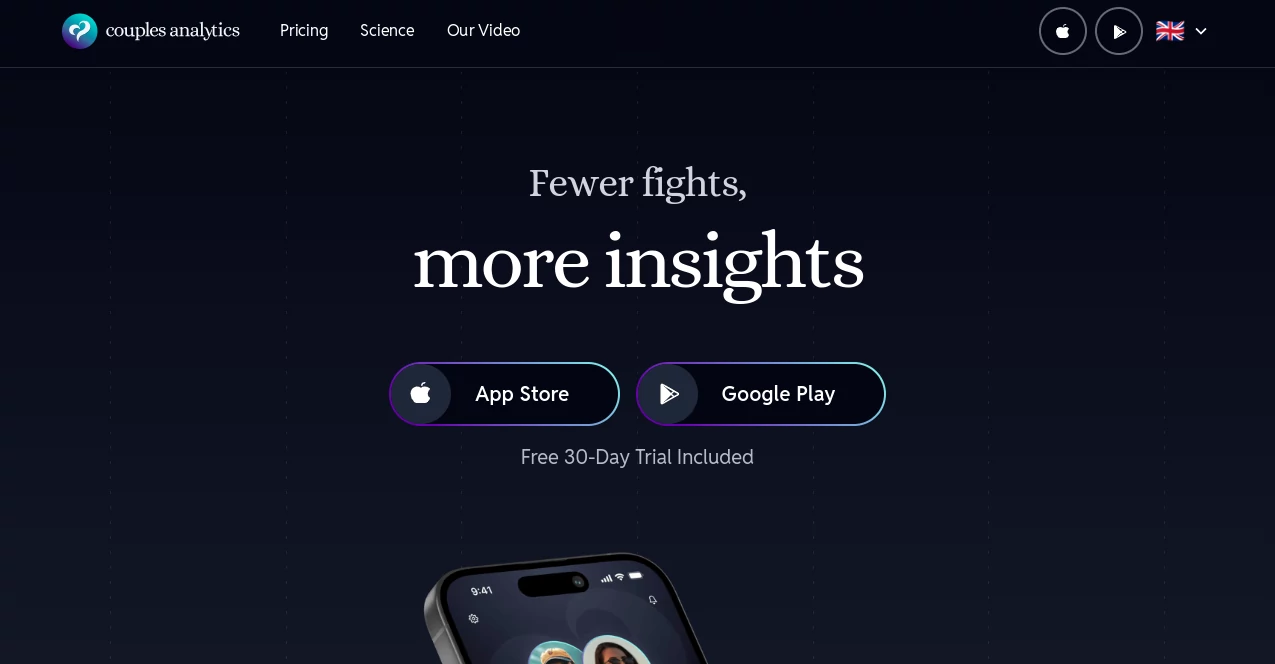 Screenshot of Couples Analytics – An AI tool in the ,AI Dating Assistant ,AI Life Assistant ,AI Mental Health ,AI Coaching  category, showcasing its interface and key features.
