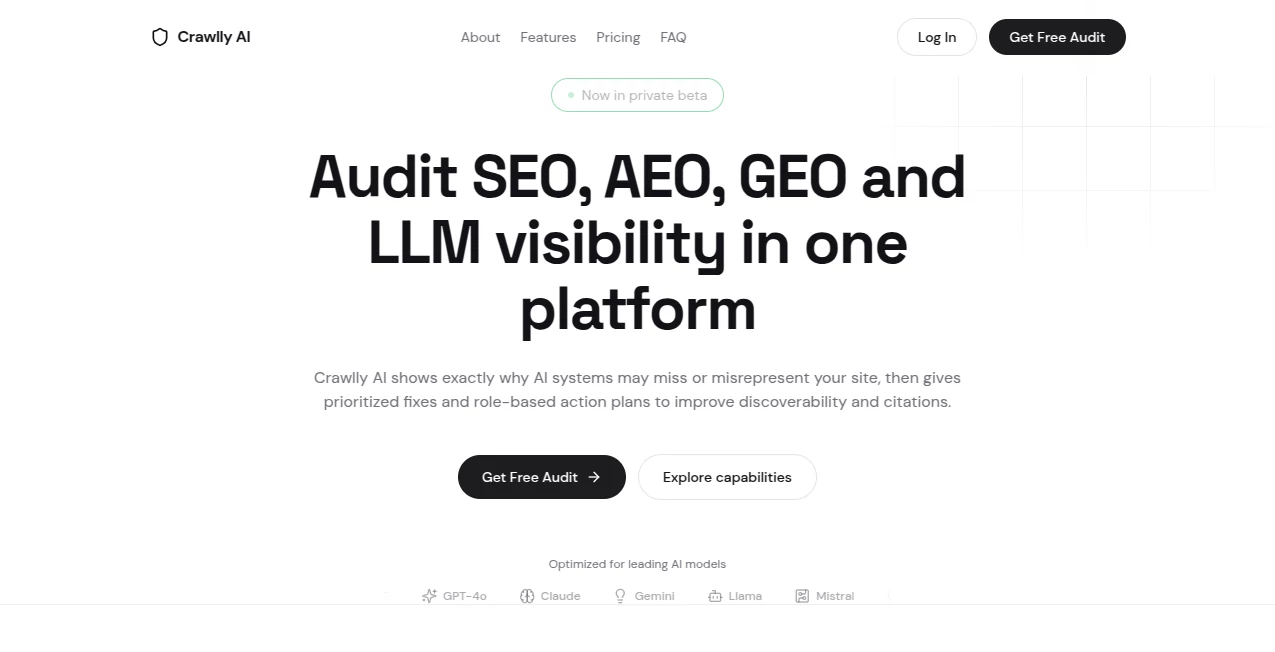 Screenshot of Crawlly AI – An AI tool in the ,AI SEO Assistant ,AI Marketing Plan Generator ,AI Research Tool ,AI Analytics Assistant  category, showcasing its interface and key features.