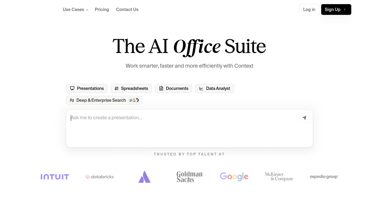 Screenshot of Context – An AI tool in the ,AI Presentation Generator ,AI Productivity Tools ,AI Team Collaboration ,AI Documents Assistant  category, showcasing its interface and key features.