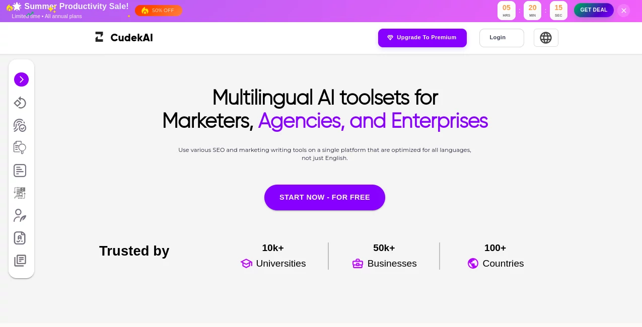 Screenshot of CudekAI – An AI tool in the ,AI Copywriting ,AI Rewriter ,AI Writing Assistants ,AI Content Detector  category, showcasing its interface and key features.