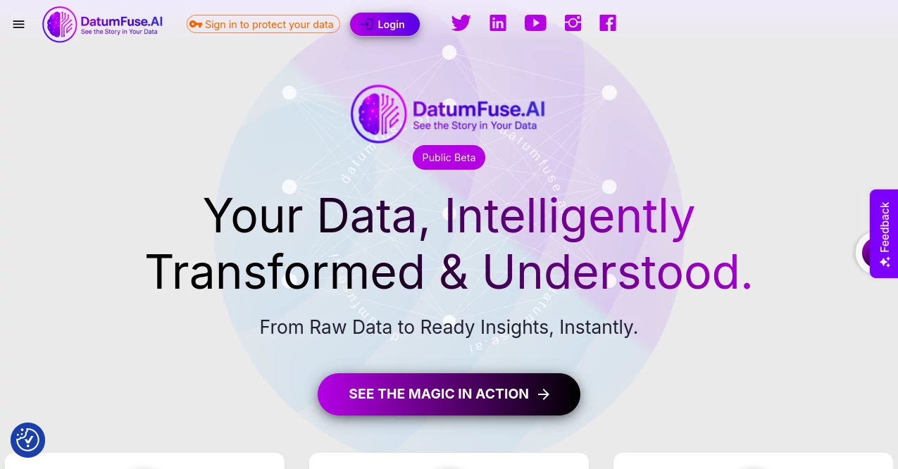 Screenshot of DATUMFUSE AI – An AI tool in the ,AI Data Mining ,AI Analytics Assistant ,AI Marketing Plan Generator  category, showcasing its interface and key features.