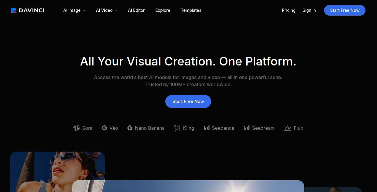 Screenshot of DaVinci AI – An AI tool in the ,AI Photo & Image Generator ,AI Avatar Generator ,AI Logo Generator ,AI Art Generator  category, showcasing its interface and key features.