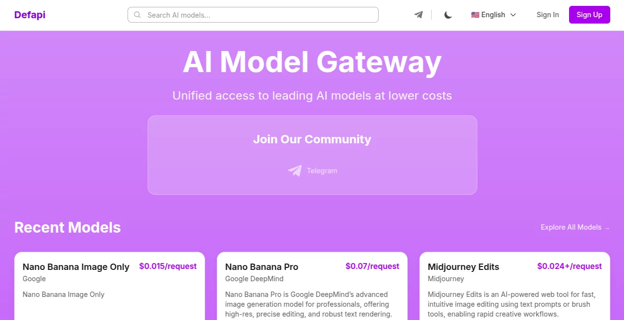 Screenshot of Defapi – An AI tool in the ,AI API Design ,AI Developer Docs ,AI Developer Tools ,Large Language Models (LLMs)  category, showcasing its interface and key features.