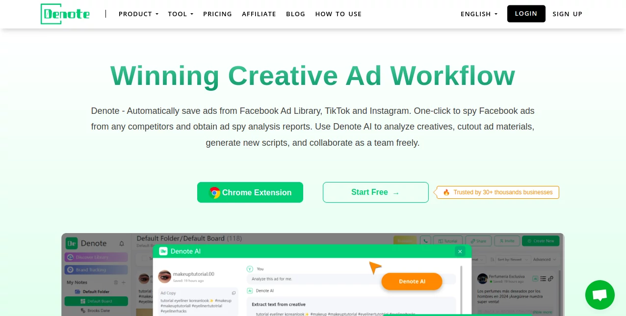 Screenshot of Denote – An AI tool in the ,AI Social Media Assistant ,AI Ad Creative Assistant ,AI Ad Generator ,AI Digital Marketing Generator  category, showcasing its interface and key features.