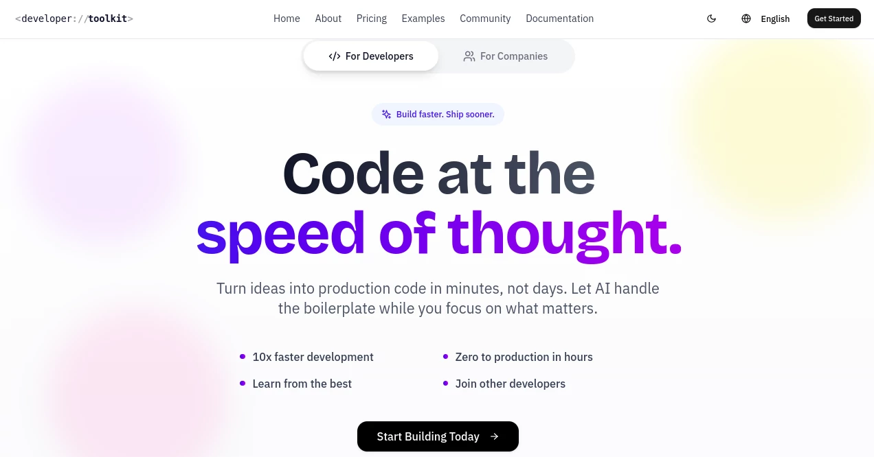 Screenshot of Developer Toolkit AI – An AI tool in the ,AI Code Assistant ,AI Code Generator ,AI Testing & QA ,AI Developer Tools  category, showcasing its interface and key features.