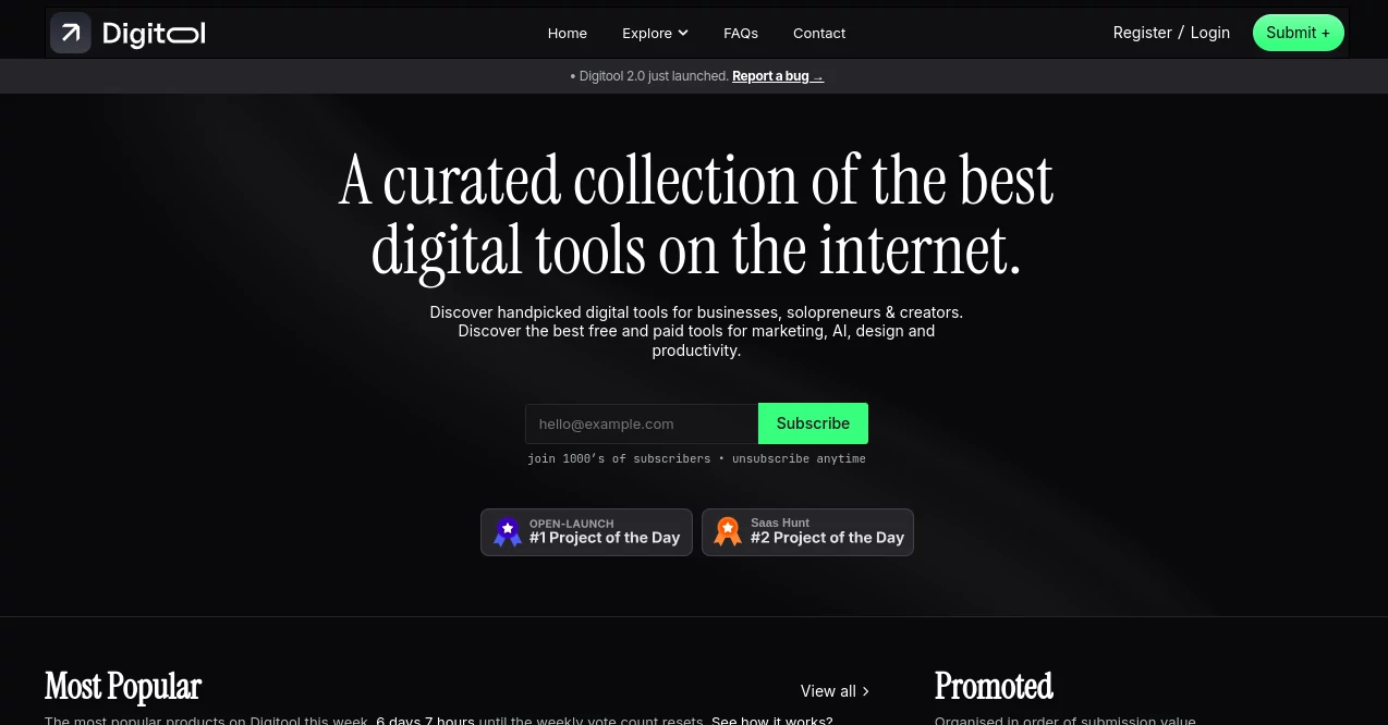 Screenshot of Digitool – An AI tool in the ,AI Tools Directory  category, showcasing its interface and key features.