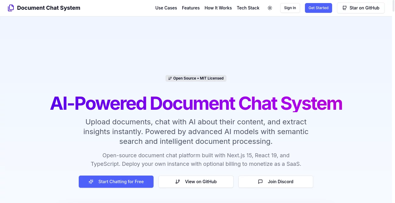 Screenshot of Document Chat – An AI tool in the ,AI Chatbot ,AI Documents Assistant ,AI Files Assistant ,AI Knowledge Base  category, showcasing its interface and key features.