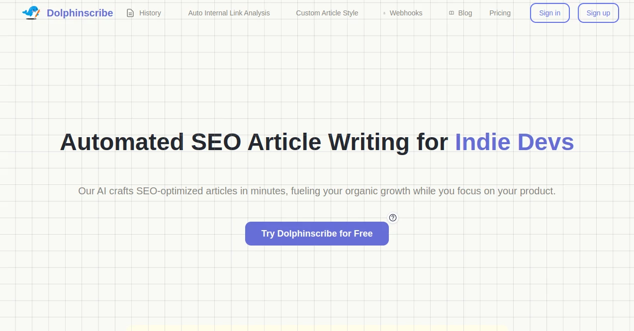 Screenshot of Dolphinscribe – An AI tool in the ,AI Blog Writer ,AI Content Generator ,AI Copywriting ,AI Writing Assistants  category, showcasing its interface and key features.
