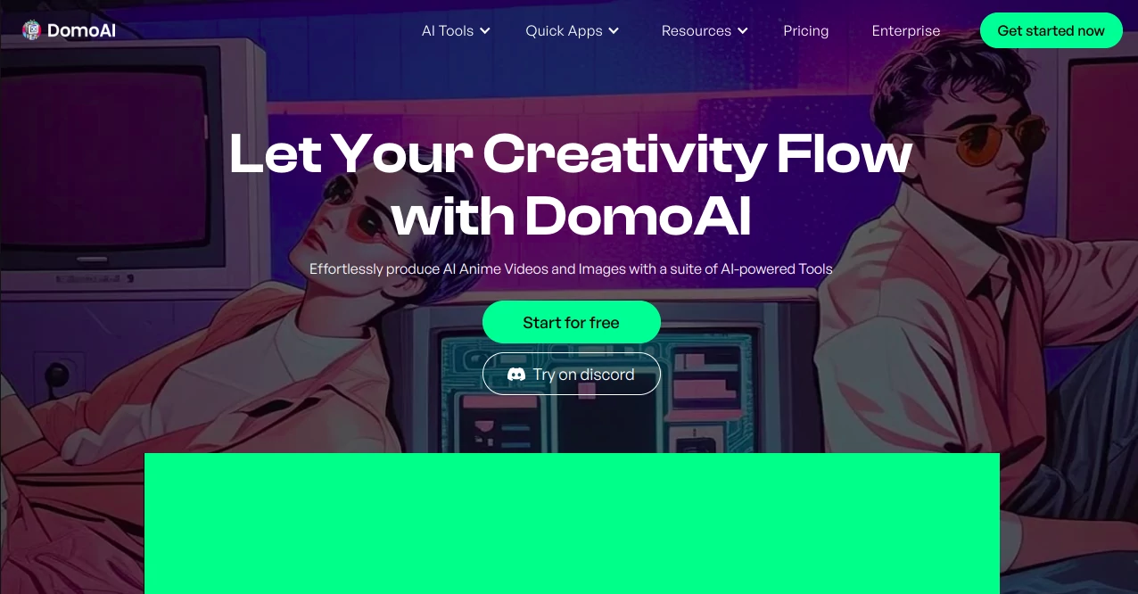 Screenshot of DomoAI – An AI tool in the ,AI Animated Video ,AI Video to Video ,AI Video Generator ,AI Anime & Cartoon Generator  category, showcasing its interface and key features.