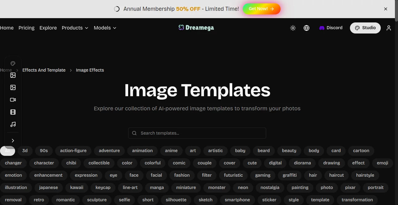 Screenshot of Image Templates – An AI tool in the ,Photo & Image Editor ,AI Photo Enhancer ,AI Image to Image ,AI Design Generator  category, showcasing its interface and key features.