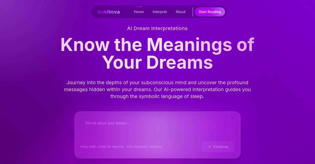 Screenshot of Dream Interpretation – An AI tool in the ,AI Life Assistant  category, showcasing its interface and key features.