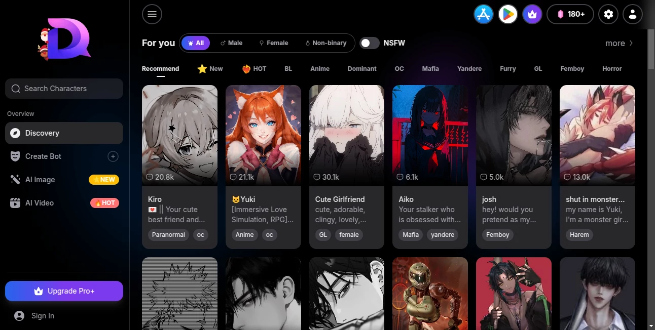 Screenshot of Dreemy AI – An AI tool in the ,NSFW  category, showcasing its interface and key features.