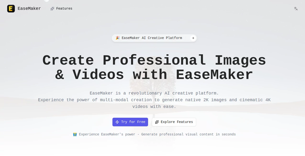 Screenshot of EaseMaker – An AI tool in the ,AI Design Assistant ,AI Graphic Design ,AI Design Generator ,AI Image to Image  category, showcasing its interface and key features.