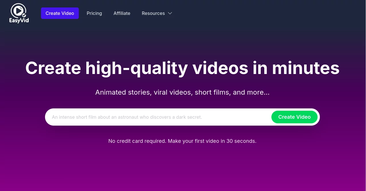 Screenshot of EasyVid AI Video Studio – An AI tool in the ,AI Animated Video ,AI Video Editor ,AI Video Generator ,AI Short Clips Generator  category, showcasing its interface and key features.