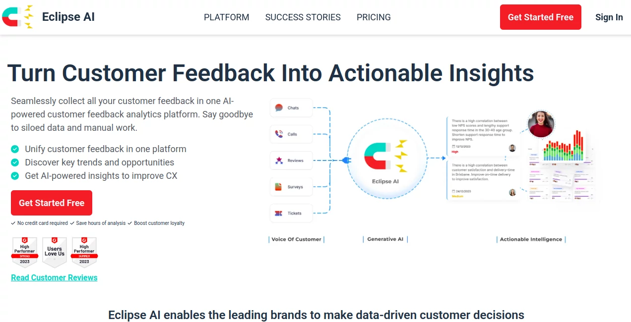 Screenshot of Eclipse AI – An AI tool in the ,AI Analytics Assistant ,AI Customer Service Assistant ,AI Knowledge Management ,AI Productivity Tools  category, showcasing its interface and key features.