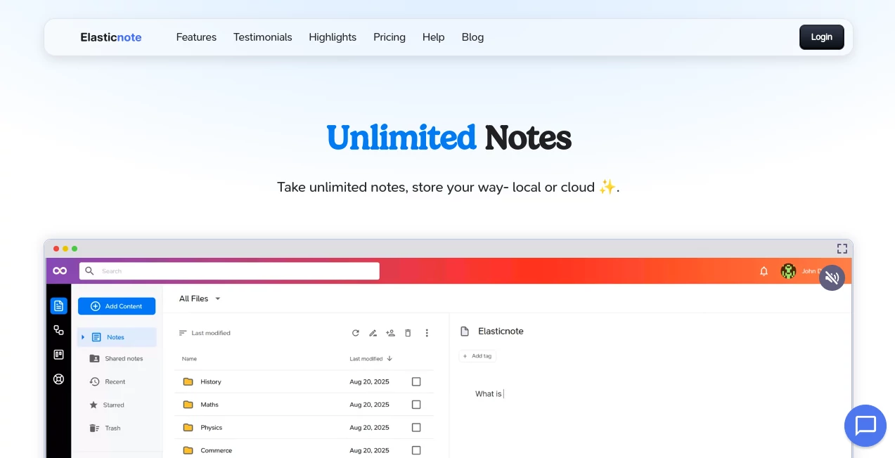 Screenshot of Elasticnote – An AI tool in the ,AI Writing Assistants ,AI Productivity Tools ,AI Task Management ,AI Notes Assistant  category, showcasing its interface and key features.