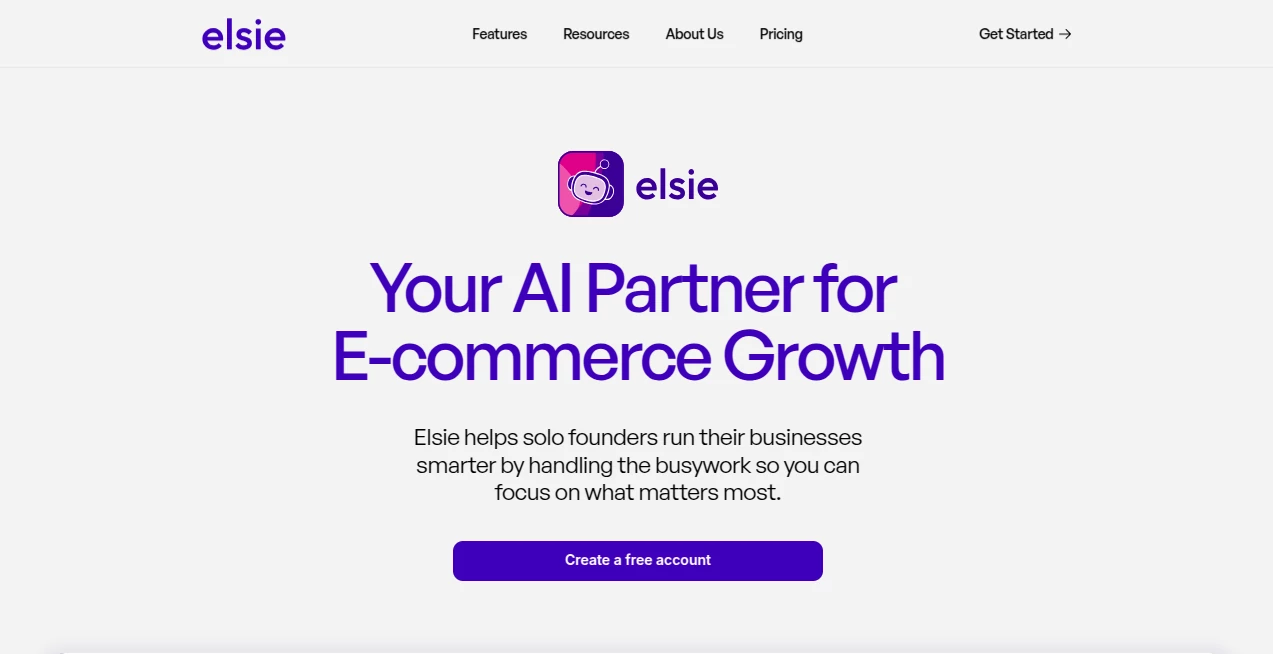 Screenshot of Elsie AI – An AI tool in the ,AI E-commerce Assistant ,AI Customer Service Assistant ,AI SEO Assistant ,AI Marketing Plan Generator  category, showcasing its interface and key features.