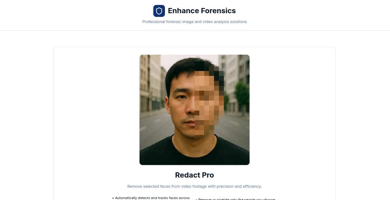Screenshot of Enhance Forensics – An AI tool in the ,Photo & Image Editor ,AI Photo Enhancer ,AI Video Enhancer ,AI Speech to Text  category, showcasing its interface and key features.