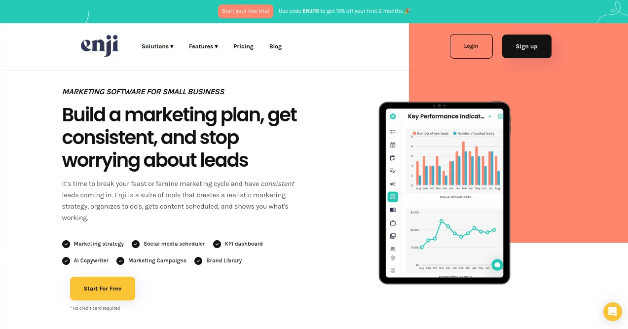 Screenshot of Enji – An AI tool in the ,AI Content Generator ,AI Productivity Tools ,AI Social Media Assistant ,AI Marketing Plan Generator  category, showcasing its interface and key features.